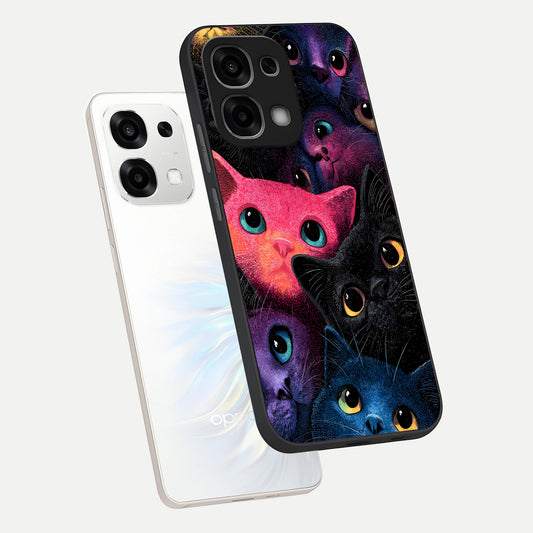 Cosmic Cats Dreams phone case For Oppo F33 5G showing premium glass back cover with detailed artwork