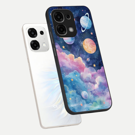  Cosmic Planet Dreams phone case For Oppo F33 5G showing premium glass back cover with detailed artwork
