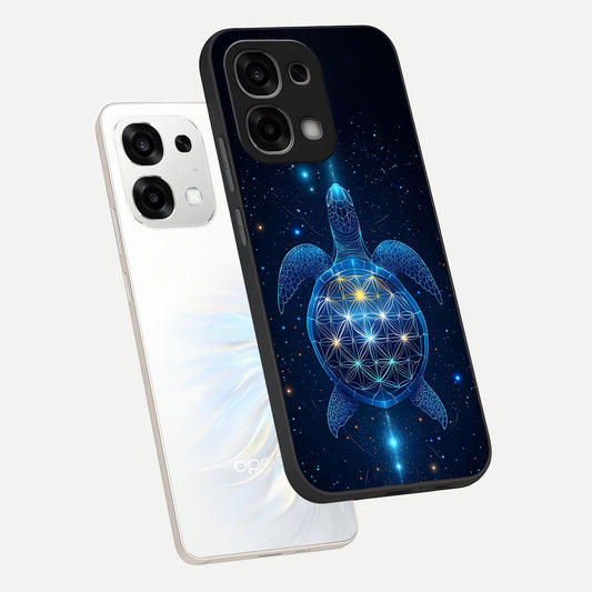 Crimson Blue Turtle phone case For Oppo F33 5G showing premium glass back cover with detailed artwork