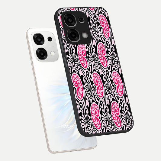  Crimson Paisley Charm phone case For Oppo F33 5G showing premium glass back cover with detailed artwork