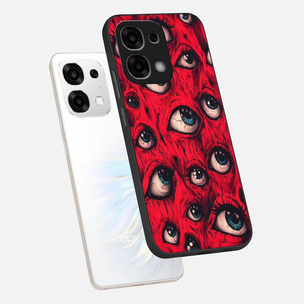 Crimson Watch Eyes phone case For Oppo F33 5G showing premium glass back cover with detailed artwork