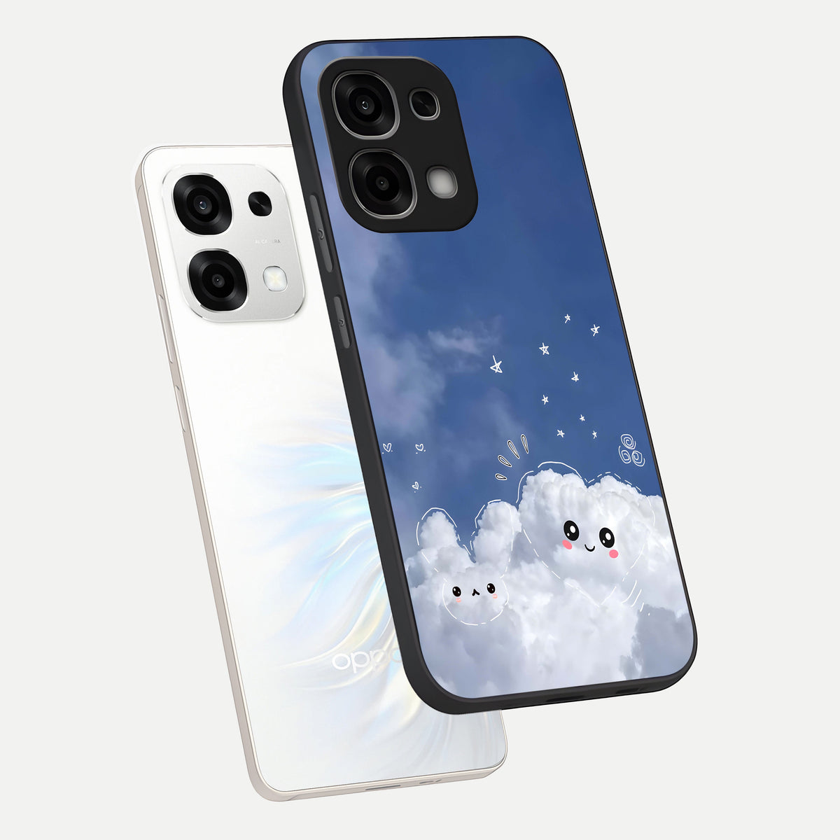  Cute Blossom Cloud phone case For Oppo F33 5G showing premium glass back cover with detailed artwork