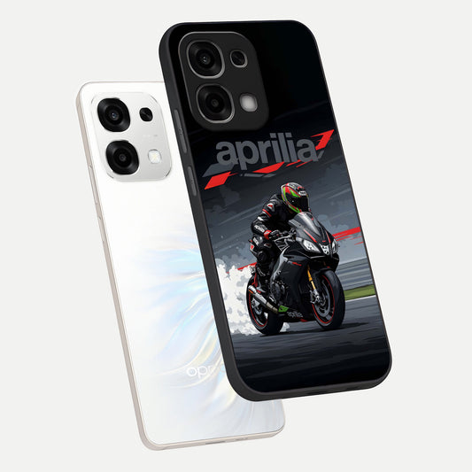  Dark Aprilla phone case For Oppo F33 5G showing premium glass back cover with detailed artwork