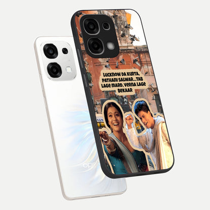  Desi Retro Vibes phone case For Oppo F33 5G showing premium glass back cover with detailed artwork