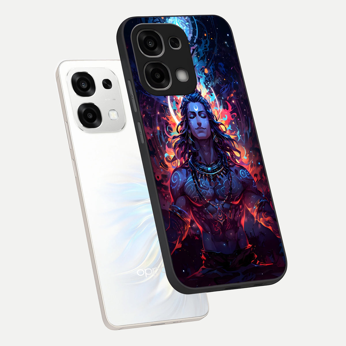  Divine Fire Shiv phone case For Oppo F33 5G showing premium glass back cover with detailed artwork