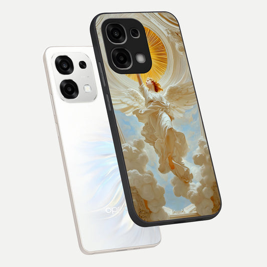  Divine Light Angel phone case For Oppo F33 5G showing premium glass back cover with detailed artwork