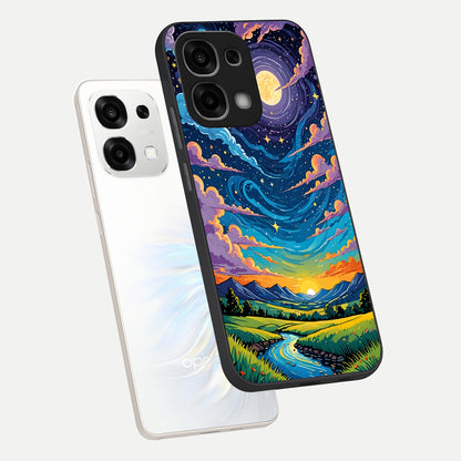  Dreamy Night Landscape phone case For Oppo F33 5G showing premium glass back cover with detailed artwork