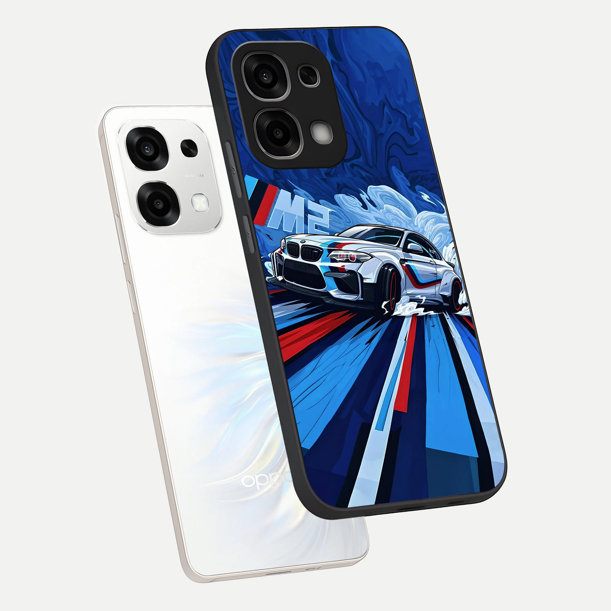  Drift Power Rush phone case For Oppo F33 5G showing premium glass back cover with detailed artwork