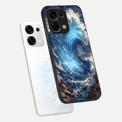 Giant Ocean Wave phone case For Oppo F33 5G showing premium glass back cover with detailed artwork