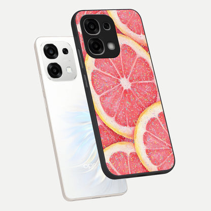  Glitter Grapefruit phone case For Oppo F33 5G showing premium glass back cover with detailed artwork