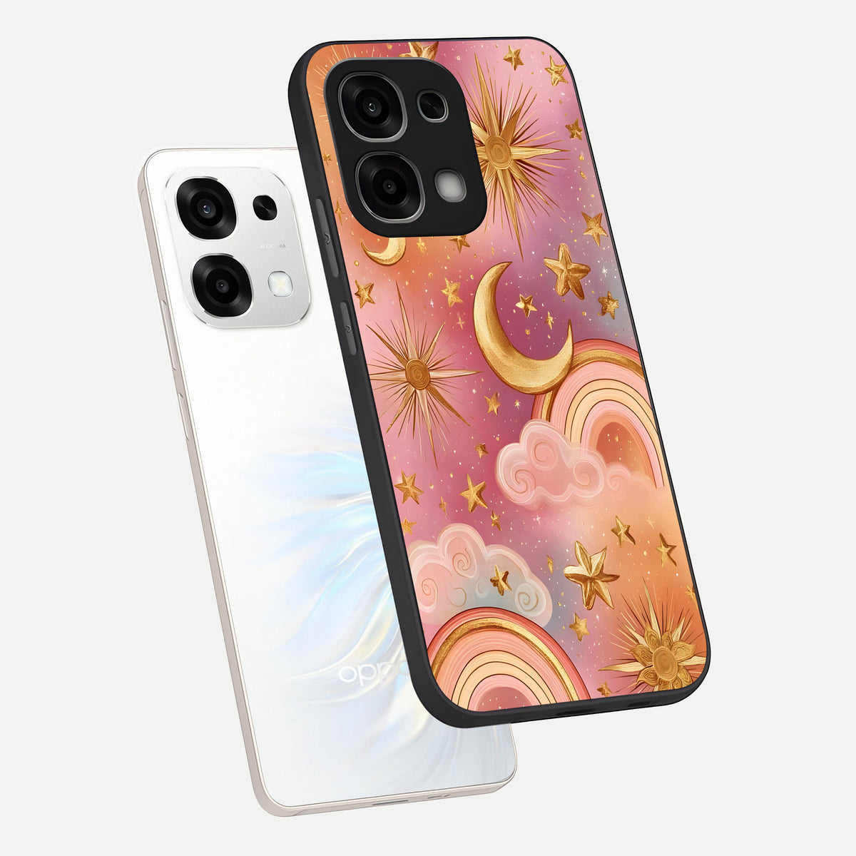  Golden Celestial Dreams phone case For Oppo F33 5G showing premium glass back cover with detailed artwork