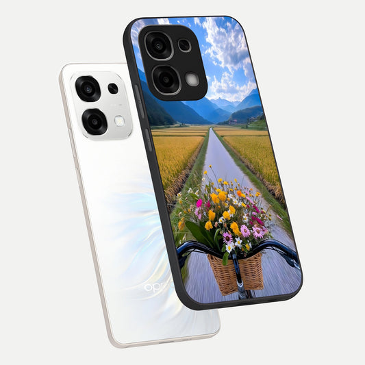  Golden Field Journey phone case For Oppo F33 5G showing premium glass back cover with detailed artwork