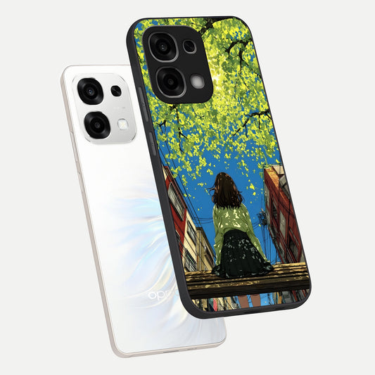  Golden Leaves Glow phone case For Oppo F33 5G showing premium glass back cover with detailed artwork