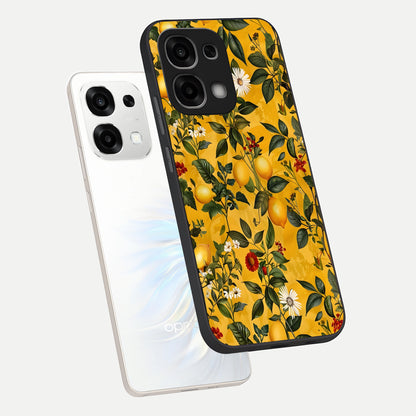  Golden Lemon Field phone case For Oppo F33 5G showing premium glass back cover with detailed artwork