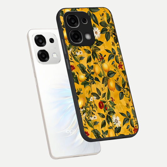  Golden Lemon Field phone case For Oppo F33 5G showing premium glass back cover with detailed artwork