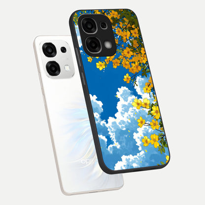  Golden Petal Sky phone case For Oppo F33 5G showing premium glass back cover with detailed artwork