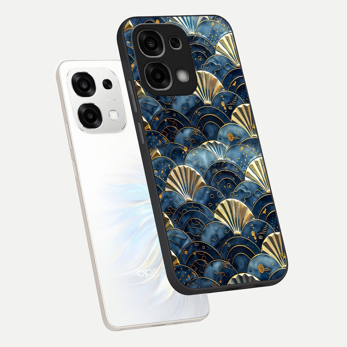  Golden Wave Luxe phone case For Oppo F33 5G showing premium glass back cover with detailed artwork