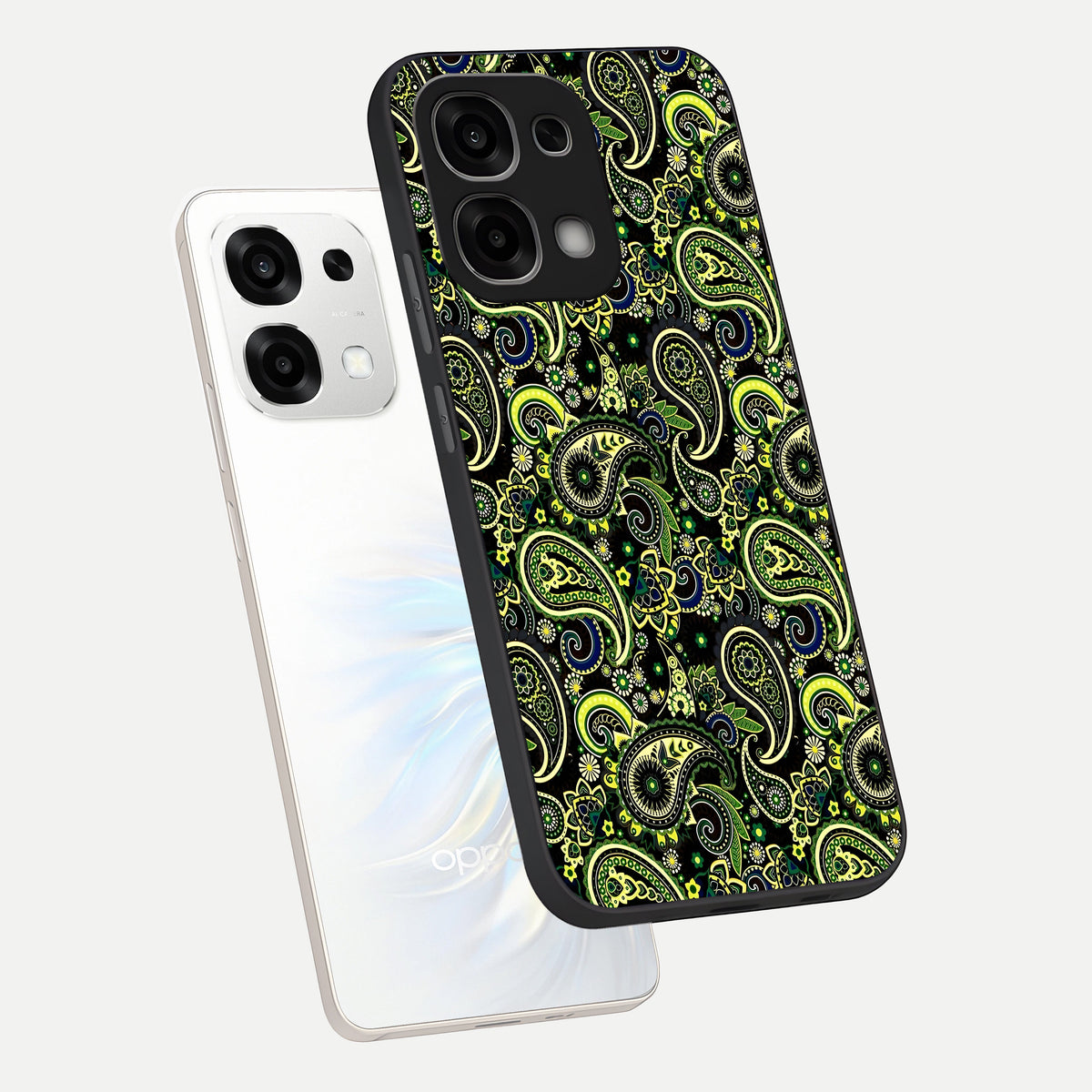  Green Lemon phone case For Oppo F33 5G showing premium glass back cover with detailed artwork