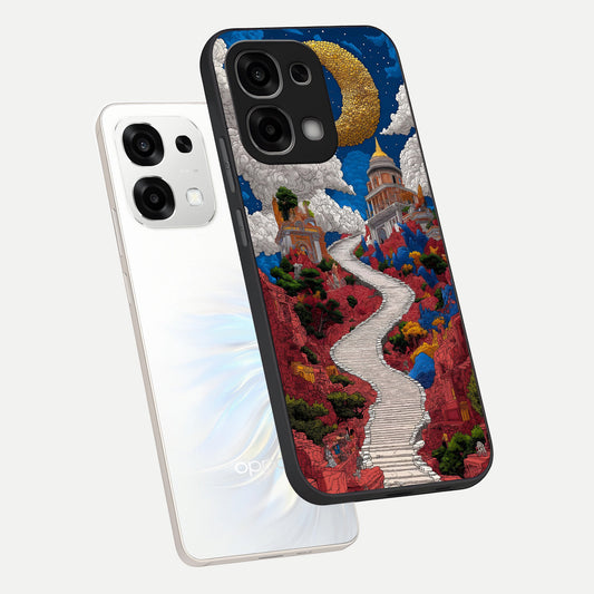  Heavenly Moon Path phone case For Oppo F33 5G showing premium glass back cover with detailed artwork