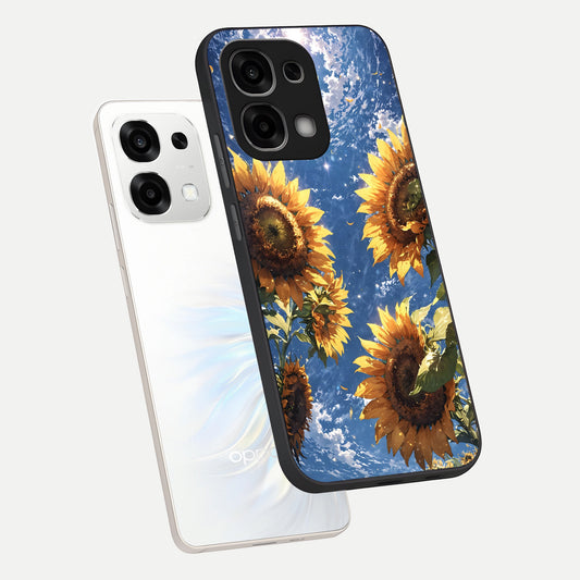  Heavenly Sunflower Rise phone case For Oppo F33 5G showing premium glass back cover with detailed artwork