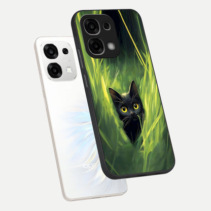  Hidden Cat Whisper phone case For Oppo F33 5G showing premium glass back cover with detailed artwork