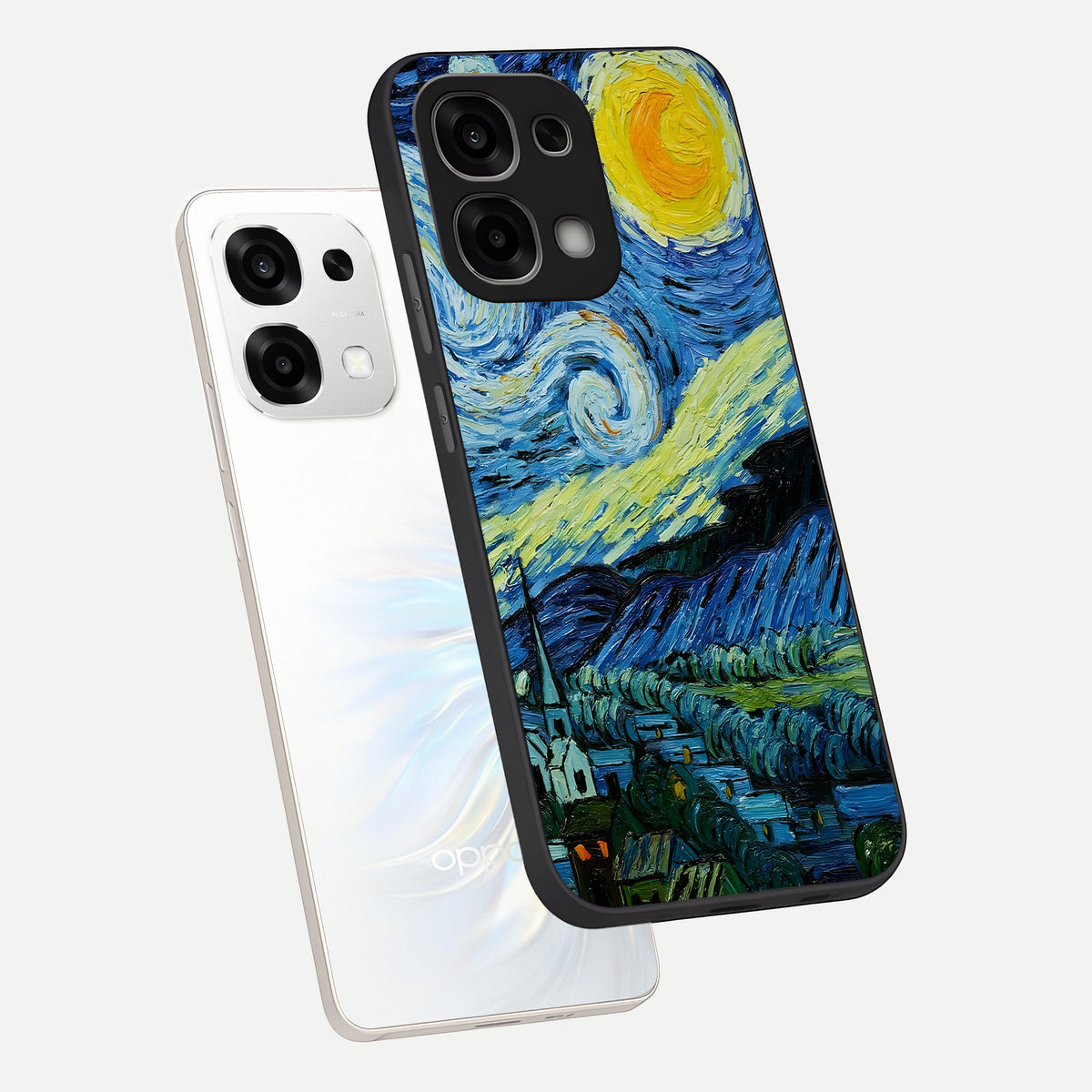  Inspired Van Gogh Art phone case For Oppo F33 5G showing premium glass back cover with detailed artwork