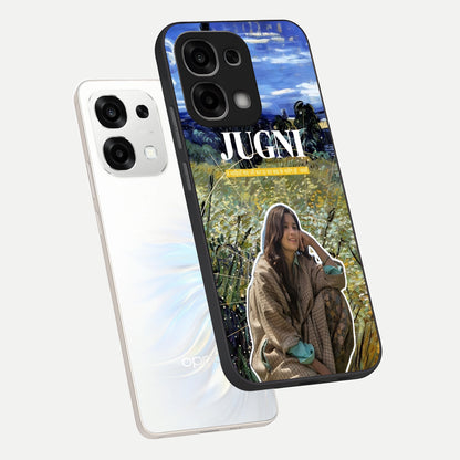  Jugni Soul Vibes phone case For Oppo F33 5G showing premium glass back cover with detailed artwork
