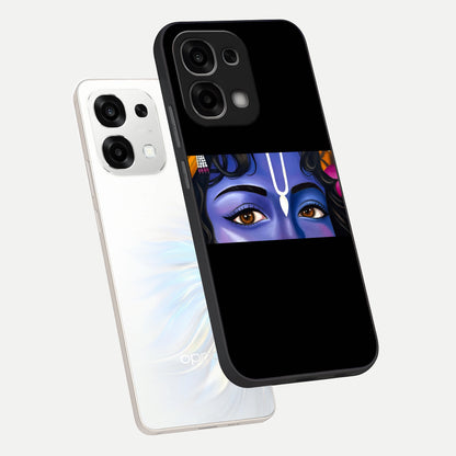  Krishna Eye phone case For Oppo F33 5G showing premium glass back cover with detailed artwork
