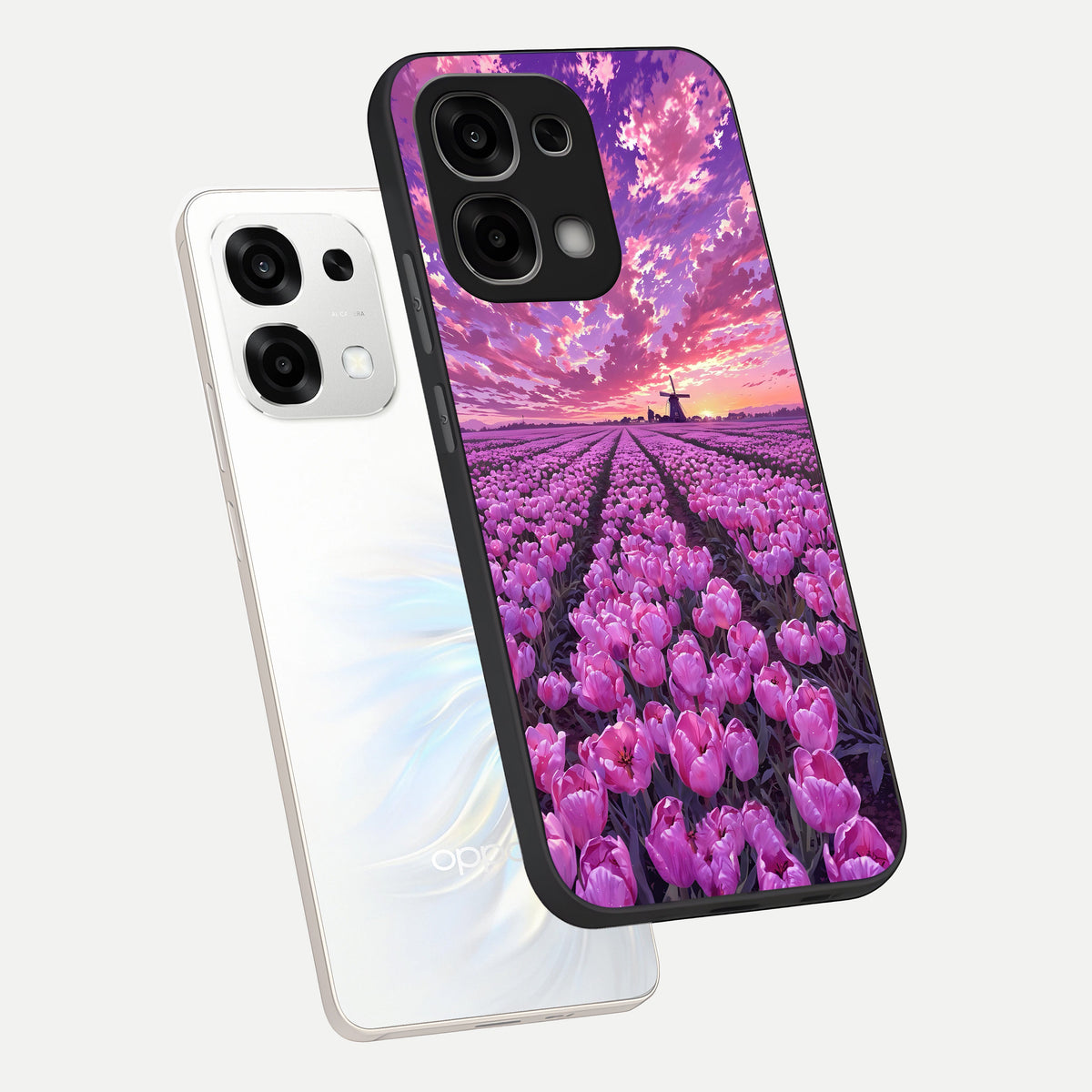  Lavender Dream Skies phone case For Oppo F33 5G showing premium glass back cover with detailed artwork