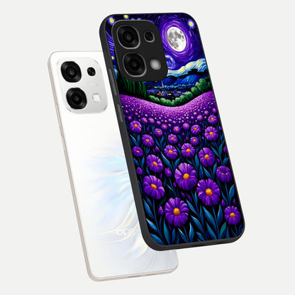  Lavender Moon Field phone case For Oppo F33 5G showing premium glass back cover with detailed artwork