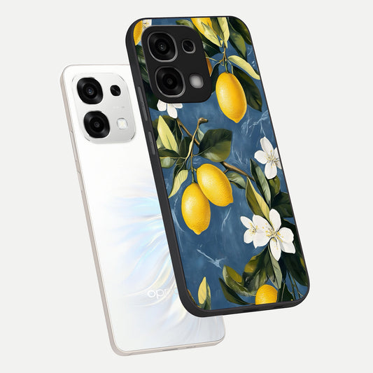  Lemon Dream Garden phone case For Oppo F33 5G showing premium glass back cover with detailed artwork