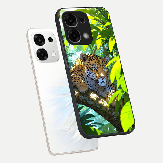  Leopard in Jungle phone case For Oppo F33 5G showing premium glass back cover with detailed artwork
