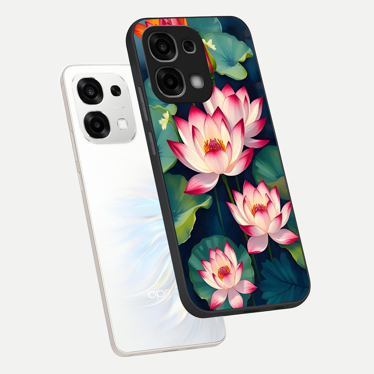  Lotus Dream Serenity phone case For Oppo F33 5G showing premium glass back cover with detailed artwork