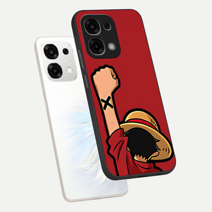  Luffy X Spirit phone case For Oppo F33 5G showing premium glass back cover with detailed artwork