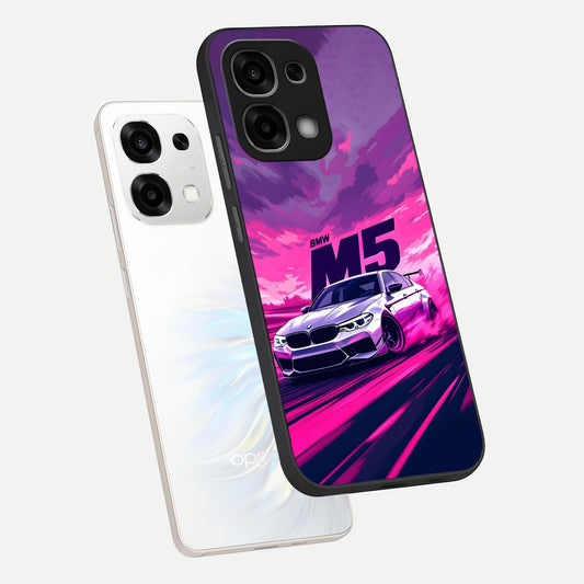  MS Neon Car phone case For Oppo F33 5G showing premium glass back cover with detailed artwork