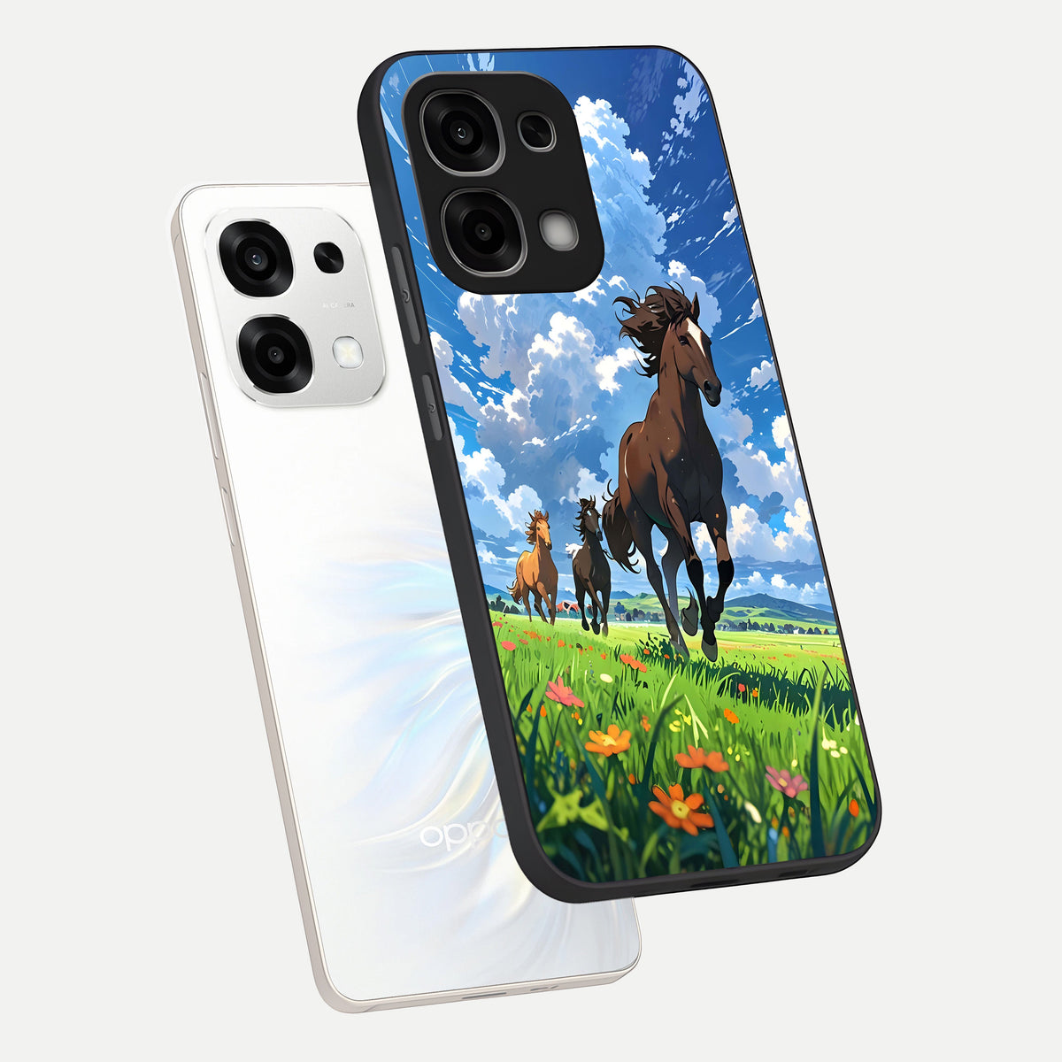  Majestic Horses Galloping phone case For Oppo F33 5G showing premium glass back cover with detailed artwork