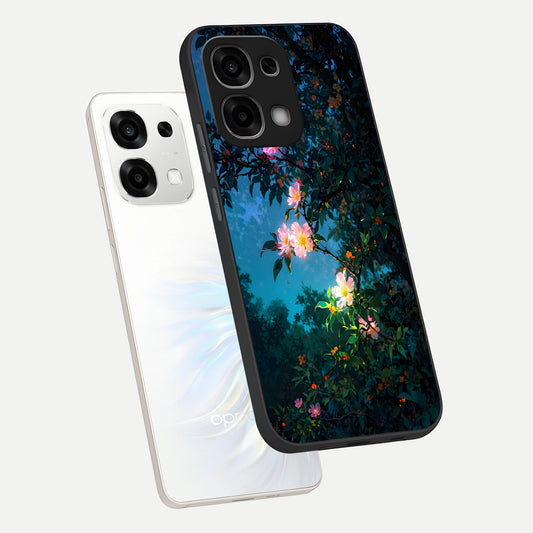  Midnight Bloom Glow phone case For Oppo F33 5G showing premium glass back cover with detailed artwork
