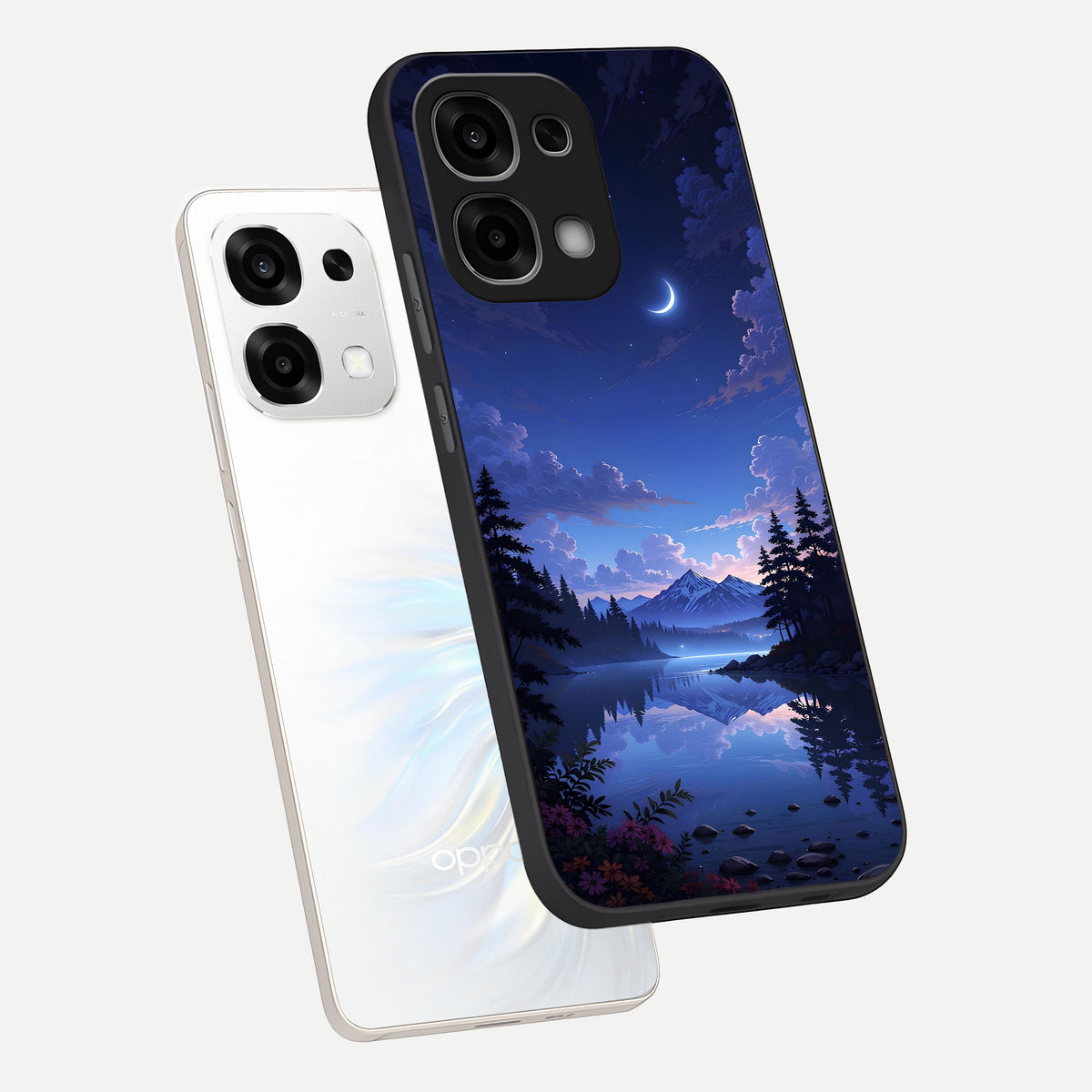  Midnight Lake Peace phone case For Oppo F33 5G showing premium glass back cover with detailed artwork