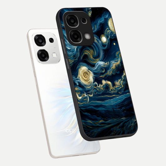  Midnight Sky Whirl phone case For Oppo F33 5G showing premium glass back cover with detailed artwork