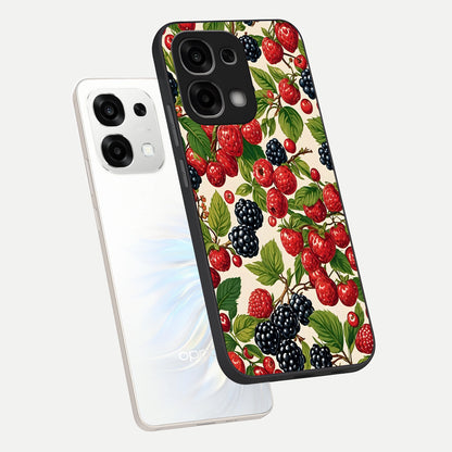  Mixed Berry Collage phone case For Oppo F33 5G showing premium glass back cover with detailed artwork