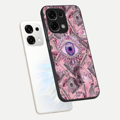  Money Eye Luxe phone case For Oppo F33 5G showing premium glass back cover with detailed artwork