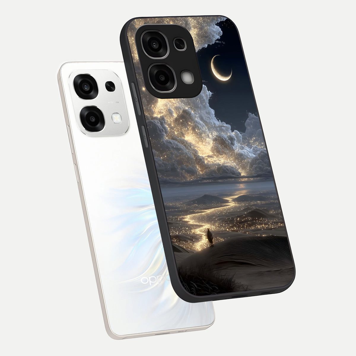  Moonlight Spark Path phone case For Oppo F33 5G showing premium glass back cover with detailed artwork