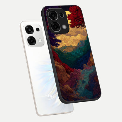  Mystic Valley Light phone case For Oppo F33 5G showing premium glass back cover with detailed artwork