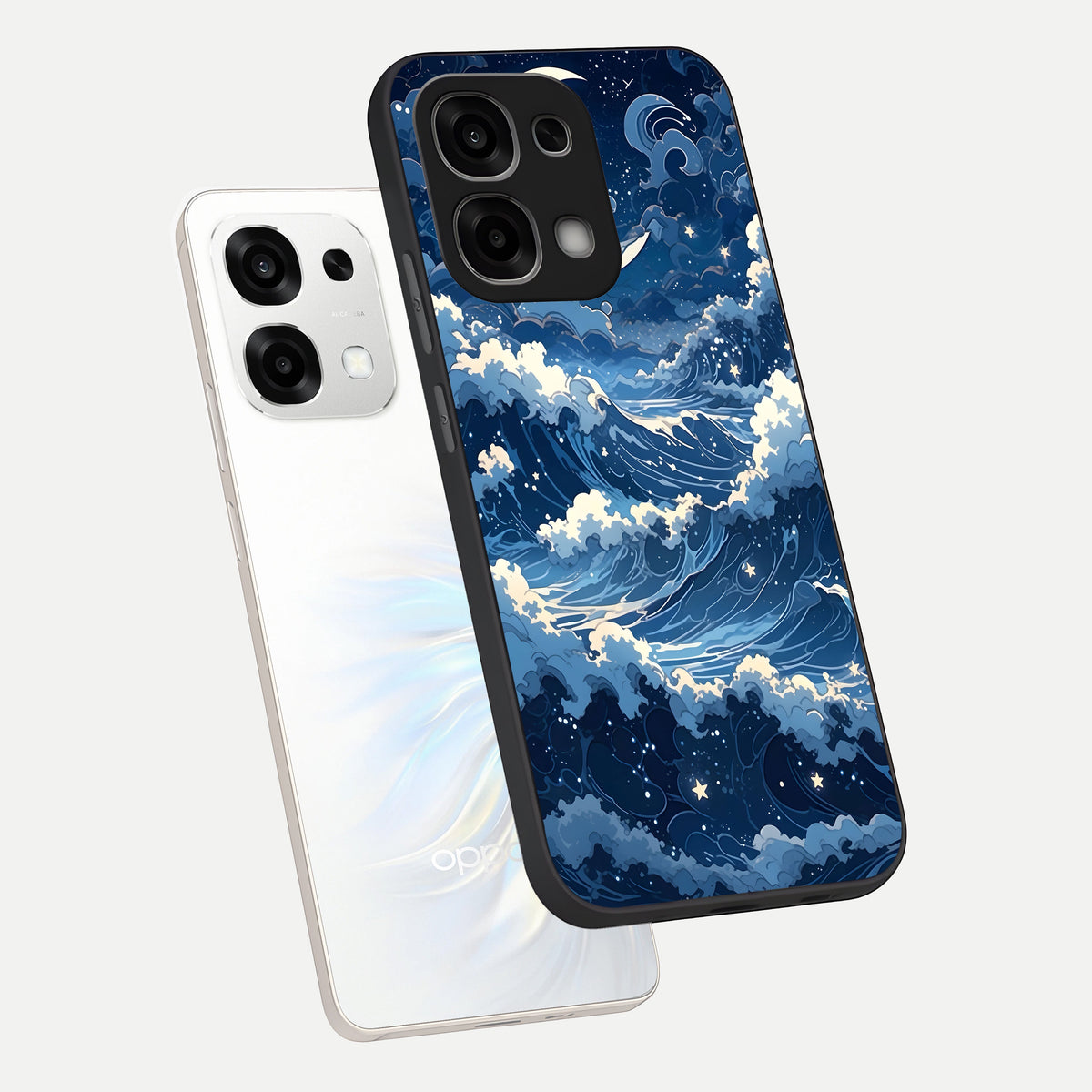  Ocean Moon Waves phone case For Oppo F33 5G showing premium glass back cover with detailed artwork