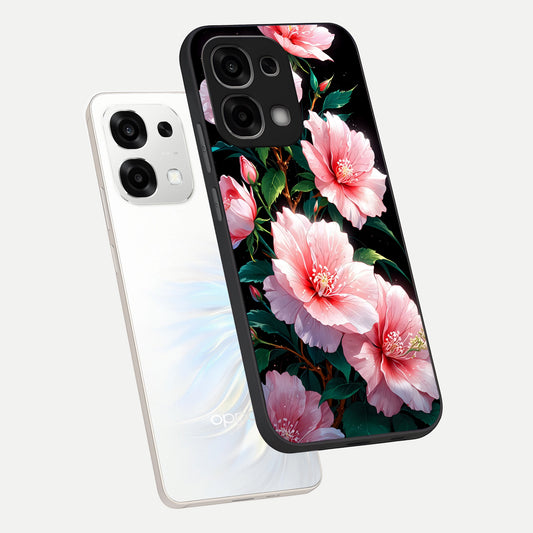  Peach Flower phone case For Oppo F33 5G showing premium glass back cover with detailed artwork
