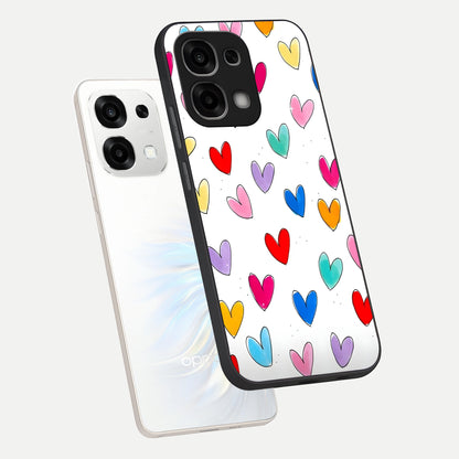  Playful Love Doodles phone case For Oppo F33 5G showing premium glass back cover with detailed artwork