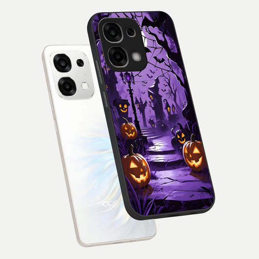  Pumpkin Patch Halloween phone case For Oppo F33 5G showing premium glass back cover with detailed artwork