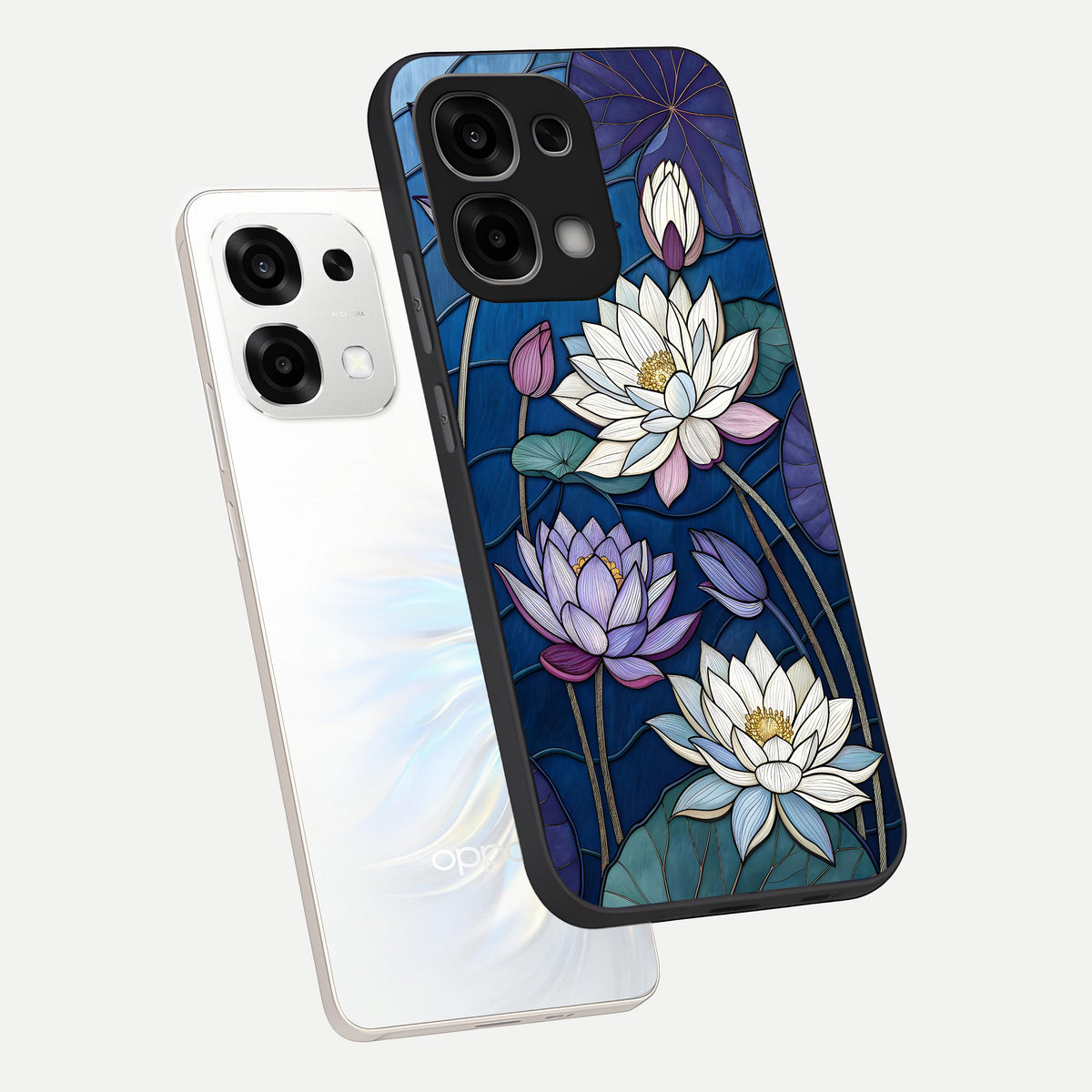  Purple Lotus Stained phone case For Oppo F33 5G showing premium glass back cover with detailed artwork