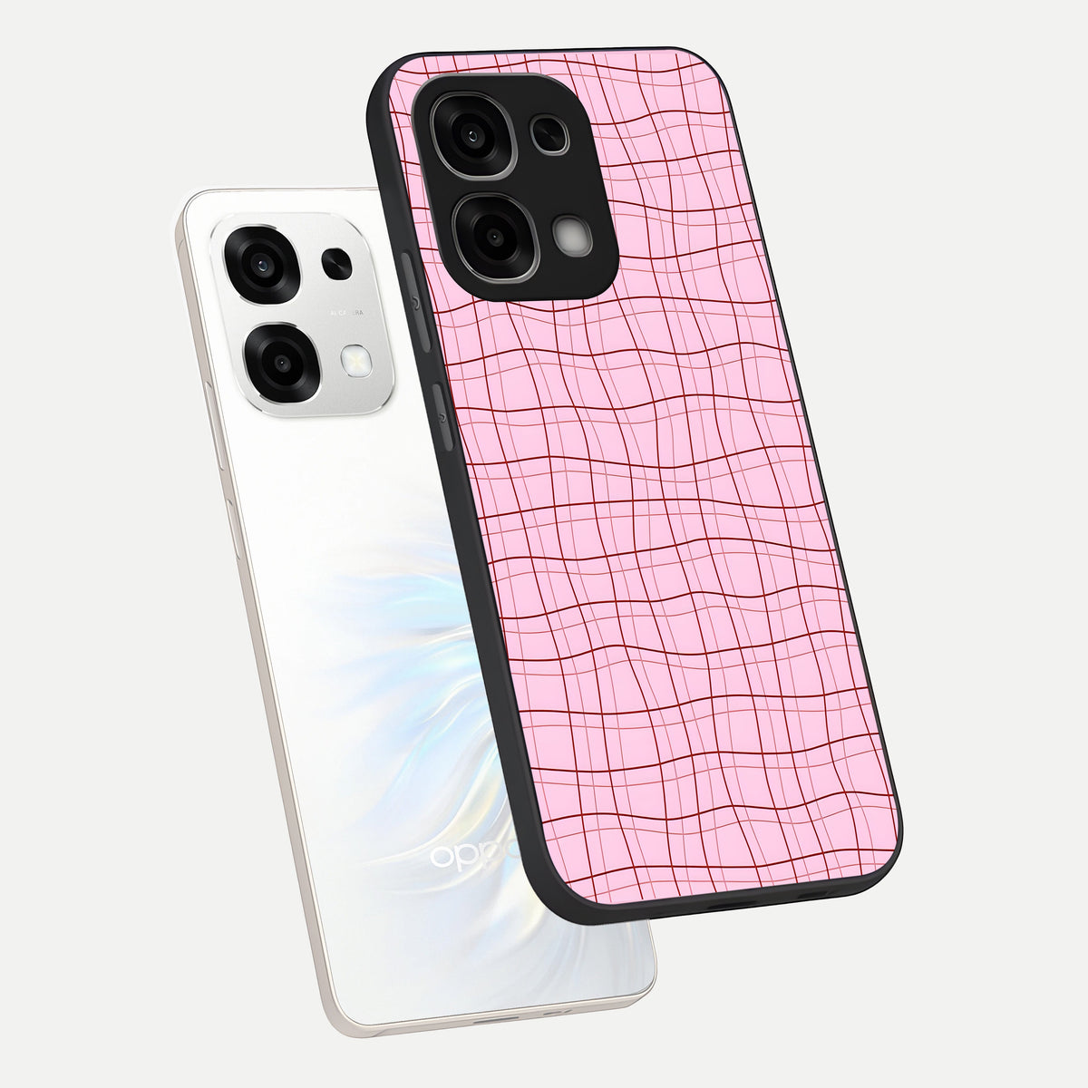  Soft Grid Bliss phone case For Oppo F33 5G showing premium glass back cover with detailed artwork