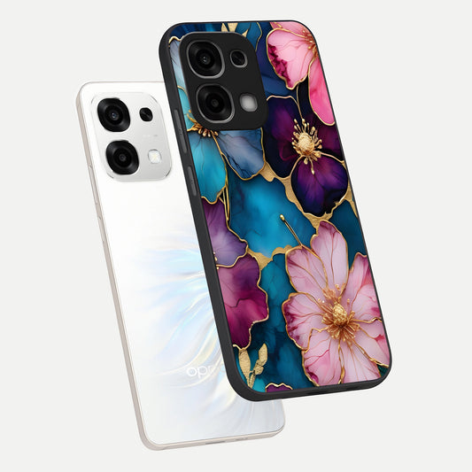 Sparkle Floral phone case For Oppo F33 5G showing premium glass back cover with detailed artwork